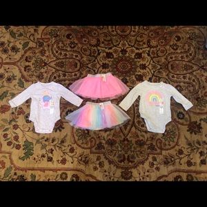 Set of 2 Long-sleeved Onesies and Tutu skirts Sets
